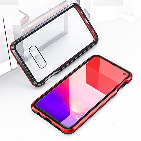 Funda Bumper Lujo Marco de Aluminio Espejo 360 Grados Carcasa T03 para Samsung Galaxy S10e Rojo