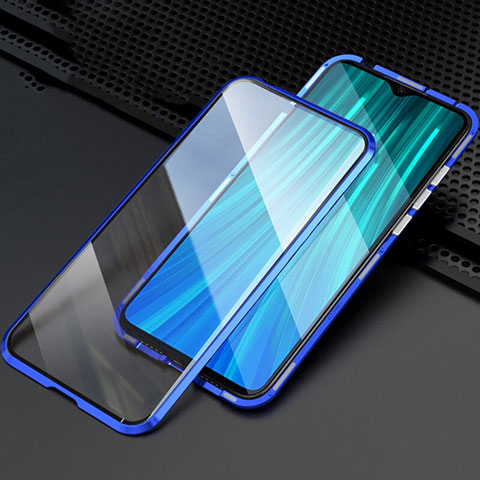 Funda Bumper Lujo Marco de Aluminio Espejo 360 Grados Carcasa T03 para Xiaomi Redmi Note 8 Pro Azul