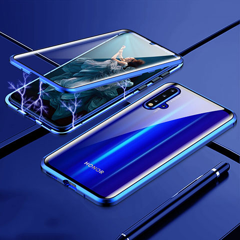 Funda Bumper Lujo Marco de Aluminio Espejo 360 Grados Carcasa T04 para Huawei Nova 5 Pro Azul