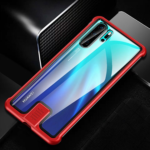 Funda Bumper Lujo Marco de Aluminio Espejo 360 Grados Carcasa T04 para Huawei P30 Pro Rojo