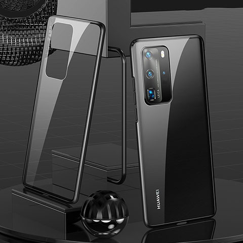 Funda Bumper Lujo Marco de Aluminio Espejo 360 Grados Carcasa T04 para Huawei P40 Pro Negro