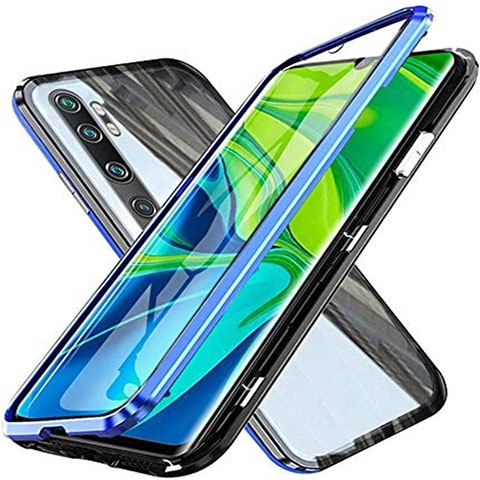 Funda Bumper Lujo Marco de Aluminio Espejo 360 Grados Carcasa T04 para Xiaomi Mi Note 10 Azul