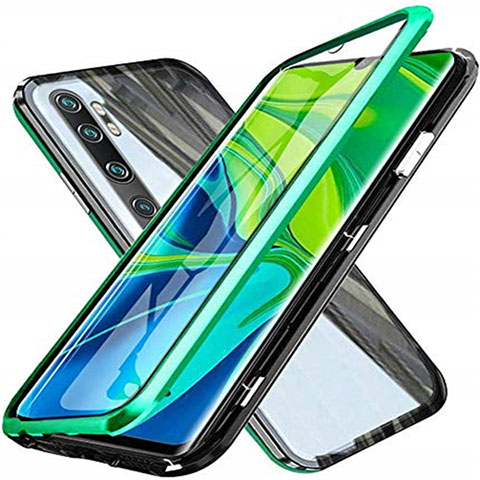 Funda Bumper Lujo Marco de Aluminio Espejo 360 Grados Carcasa T04 para Xiaomi Mi Note 10 Verde