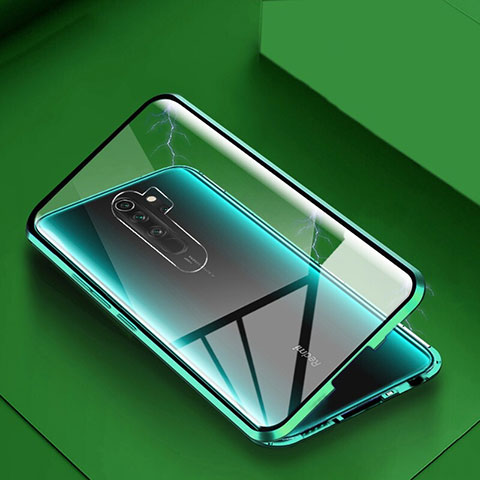 Funda Bumper Lujo Marco de Aluminio Espejo 360 Grados Carcasa T04 para Xiaomi Redmi Note 8 Pro Verde