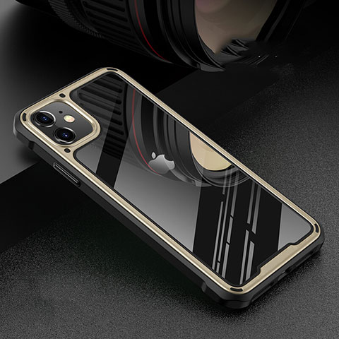 Funda Bumper Lujo Marco de Aluminio Espejo 360 Grados Carcasa T05 para Apple iPhone 11 Oro