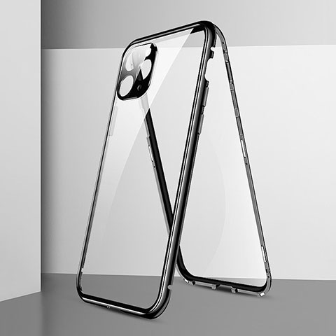 Funda Bumper Lujo Marco de Aluminio Espejo 360 Grados Carcasa T05 para Apple iPhone 11 Pro Max Negro
