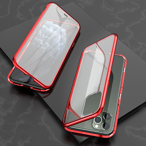 Funda Bumper Lujo Marco de Aluminio Espejo 360 Grados Carcasa T06 para Apple iPhone 11 Pro Max Rojo