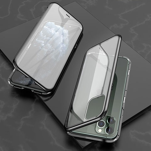 Funda Bumper Lujo Marco de Aluminio Espejo 360 Grados Carcasa T06 para Apple iPhone 11 Pro Negro