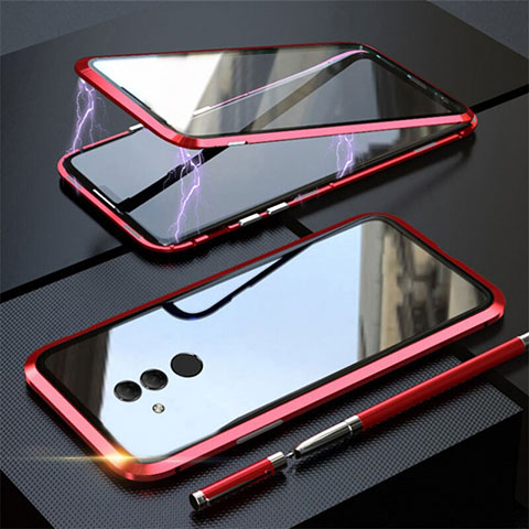 Funda Bumper Lujo Marco de Aluminio Espejo 360 Grados Carcasa T06 para Huawei Mate 20 Lite Rojo