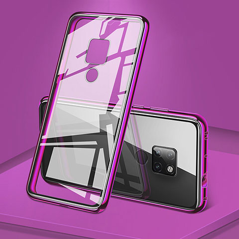 Funda Bumper Lujo Marco de Aluminio Espejo 360 Grados Carcasa T06 para Huawei Mate 20 Morado