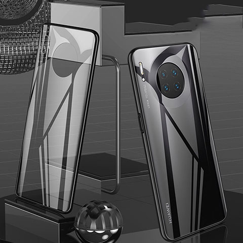 Funda Bumper Lujo Marco de Aluminio Espejo 360 Grados Carcasa T06 para Huawei Mate 30 5G Negro