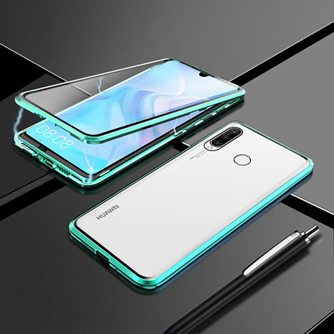 Funda Bumper Lujo Marco de Aluminio Espejo 360 Grados Carcasa T07 para Huawei Nova 4e Verde