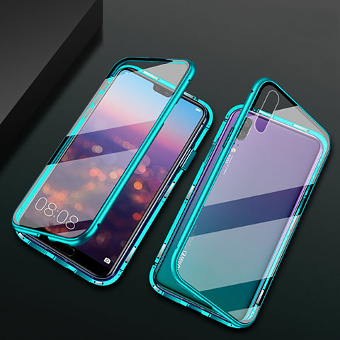 Funda Bumper Lujo Marco de Aluminio Espejo 360 Grados Carcasa T07 para Huawei P20 Verde