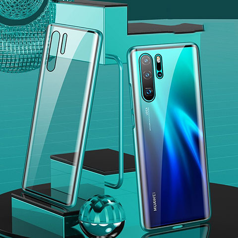 Funda Bumper Lujo Marco de Aluminio Espejo 360 Grados Carcasa T07 para Huawei P30 Pro New Edition Verde