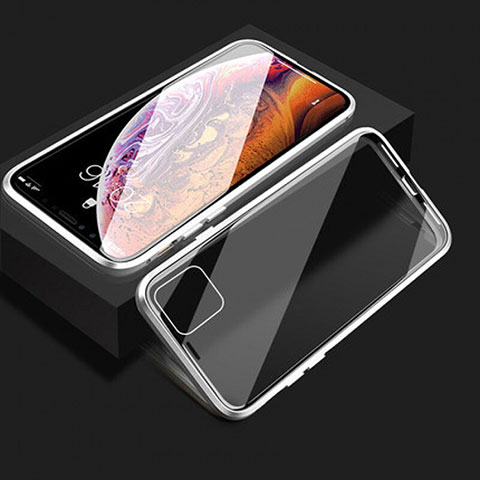 Funda Bumper Lujo Marco de Aluminio Espejo 360 Grados Carcasa T08 para Apple iPhone 11 Plata