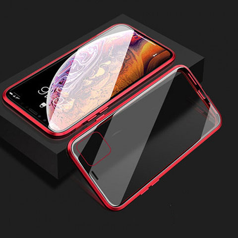 Funda Bumper Lujo Marco de Aluminio Espejo 360 Grados Carcasa T08 para Apple iPhone 11 Rojo