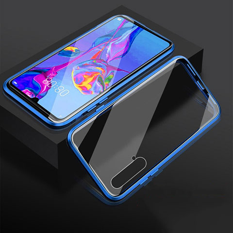 Funda Bumper Lujo Marco de Aluminio Espejo 360 Grados Carcasa T08 para Huawei Nova 5 Pro Azul