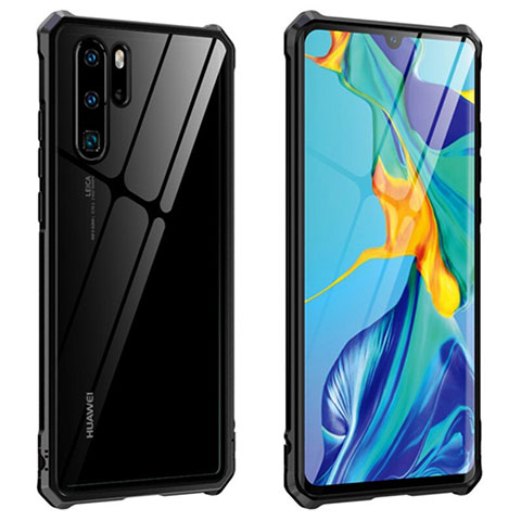 Funda Bumper Lujo Marco de Aluminio Espejo 360 Grados Carcasa T08 para Huawei P30 Pro Negro