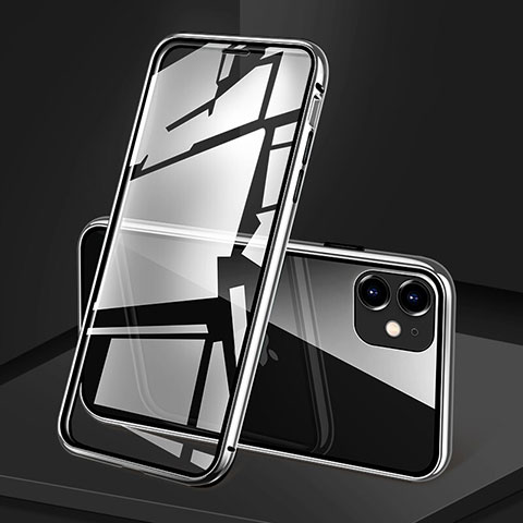Funda Bumper Lujo Marco de Aluminio Espejo 360 Grados Carcasa T09 para Apple iPhone 11 Blanco
