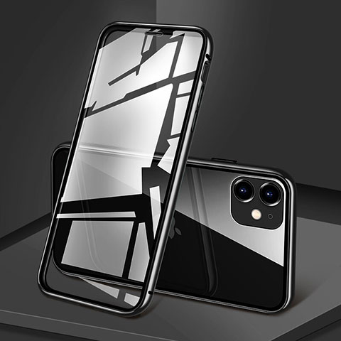 Funda Bumper Lujo Marco de Aluminio Espejo 360 Grados Carcasa T09 para Apple iPhone 11 Negro