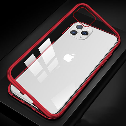 Funda Bumper Lujo Marco de Aluminio Espejo 360 Grados Carcasa T09 para Apple iPhone 11 Pro Max Rojo