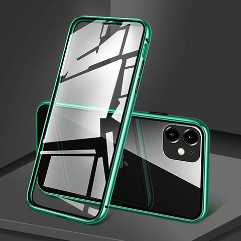 Funda Bumper Lujo Marco de Aluminio Espejo 360 Grados Carcasa T09 para Apple iPhone 11 Verde