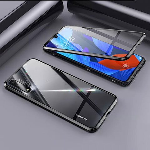 Funda Bumper Lujo Marco de Aluminio Espejo 360 Grados Carcasa T09 para Huawei Nova 5 Negro