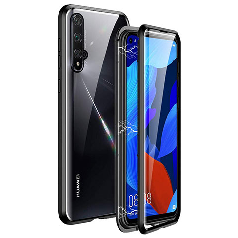 Funda Bumper Lujo Marco de Aluminio Espejo 360 Grados Carcasa T11 para Huawei Honor 20 Negro