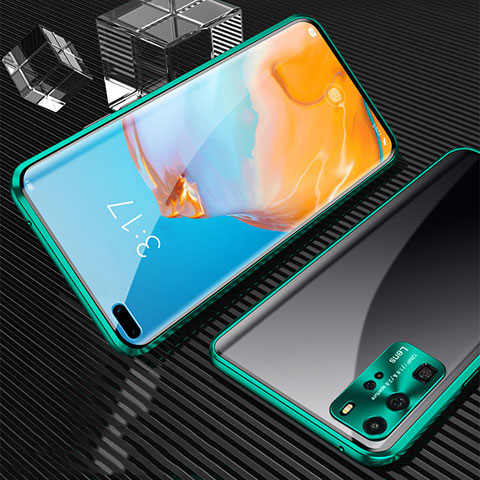 Funda Bumper Lujo Marco de Aluminio Espejo 360 Grados Carcasa T12 para Huawei P40 Pro Verde