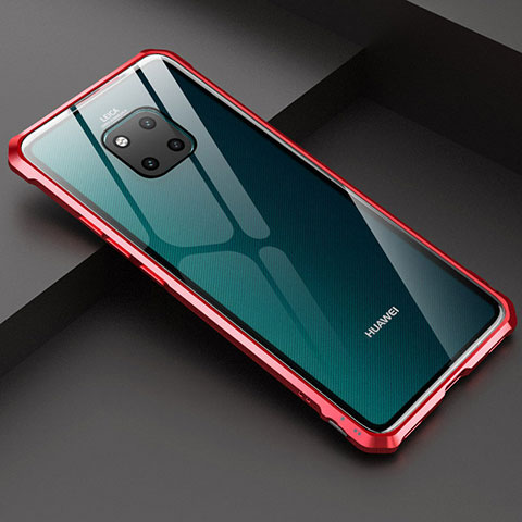 Funda Bumper Lujo Marco de Aluminio Espejo Carcasa M03 para Huawei Mate 20 Pro Rojo