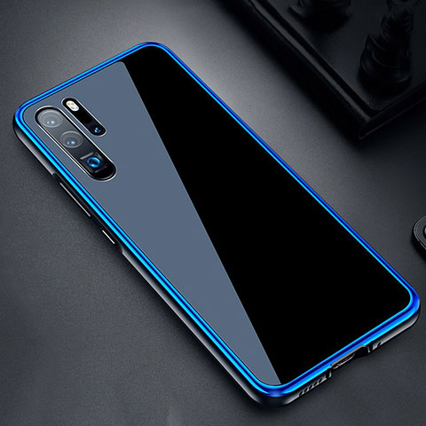 Funda Bumper Lujo Marco de Aluminio Espejo Carcasa M03 para Huawei P30 Pro New Edition Azul