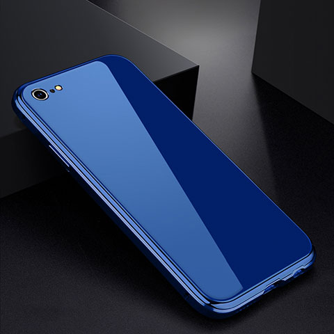 Funda Bumper Lujo Marco de Aluminio Espejo Carcasa para Apple iPhone 6S Azul
