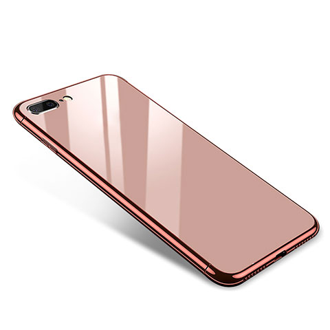 Funda Bumper Lujo Marco de Aluminio Espejo Carcasa para Apple iPhone 8 Plus Oro Rosa