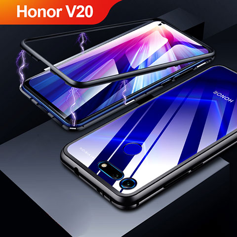 Funda Bumper Lujo Marco de Aluminio Espejo Carcasa para Huawei Honor View 20 Negro