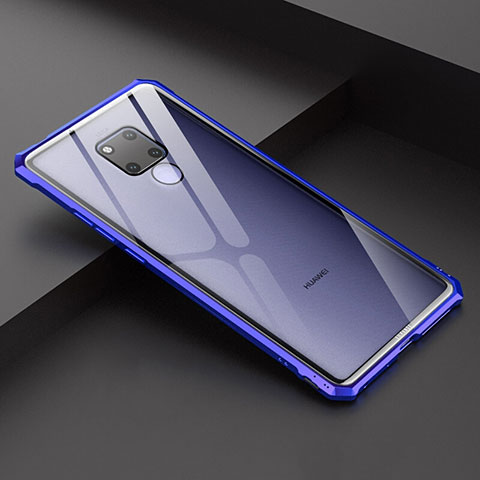 Funda Bumper Lujo Marco de Aluminio Espejo Carcasa para Huawei Mate 20 X Azul