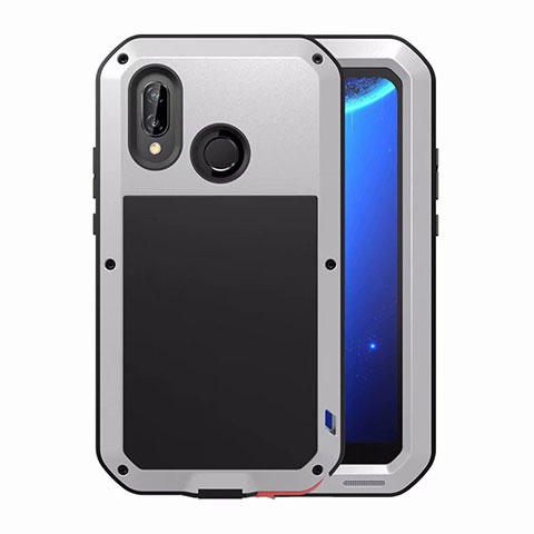 Funda Bumper Lujo Marco de Aluminio Espejo Carcasa para Huawei P20 Lite Plata