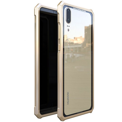 Funda Bumper Lujo Marco de Aluminio Espejo Carcasa para Huawei P20 Oro