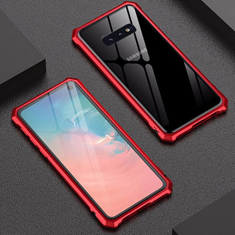 Funda Bumper Lujo Marco de Aluminio Espejo Carcasa para Samsung Galaxy S10e Rojo