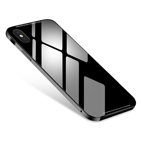 Funda Bumper Lujo Marco de Aluminio Espejo Carcasa S01 para Apple iPhone Xs Max Negro