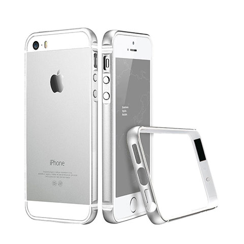 Funda Bumper Lujo Marco de Aluminio para Apple iPhone 5S Plata