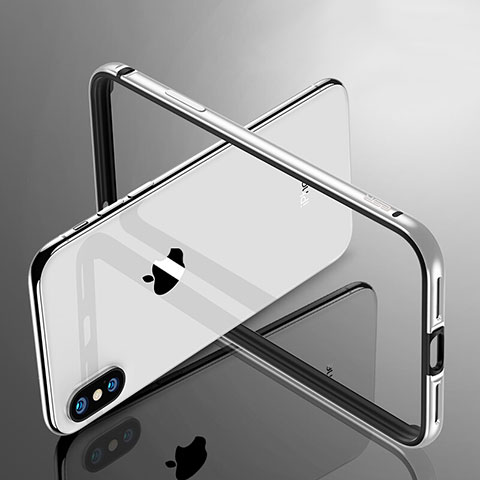 Funda Bumper Lujo Marco de Aluminio para Apple iPhone X Plata