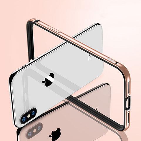 Funda Bumper Lujo Marco de Aluminio para Apple iPhone Xs Max Oro