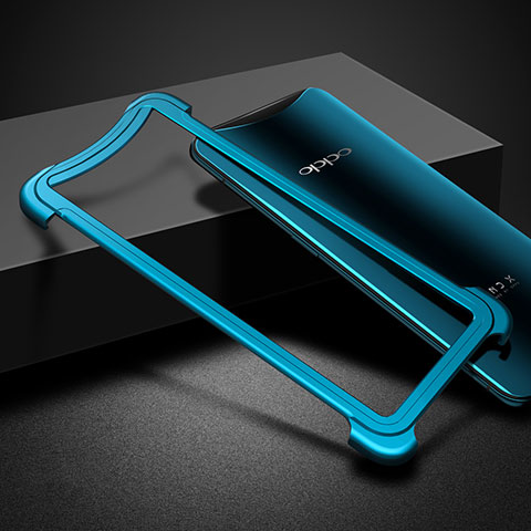 Funda Bumper Lujo Marco de Aluminio para Oppo Find X Super Flash Edition Azul