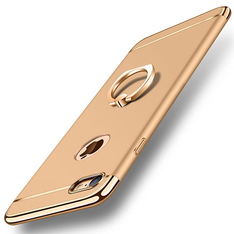 Funda Bumper Lujo Marco de Metal y Plastico Carcasa con Anillo de dedo Soporte A01 para Apple iPhone 8 Oro