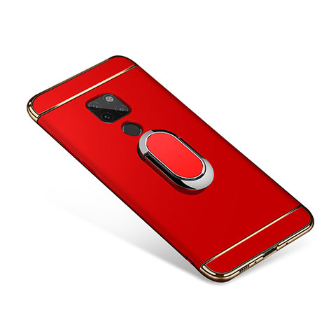 Funda Bumper Lujo Marco de Metal y Plastico Carcasa con Anillo de dedo Soporte A01 para Huawei Mate 20 Rojo