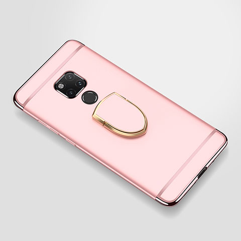 Funda Bumper Lujo Marco de Metal y Plastico Carcasa con Anillo de dedo Soporte A01 para Huawei Mate 20 X 5G Oro Rosa