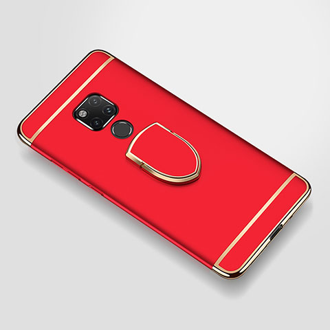 Funda Bumper Lujo Marco de Metal y Plastico Carcasa con Anillo de dedo Soporte A01 para Huawei Mate 20 X Rojo