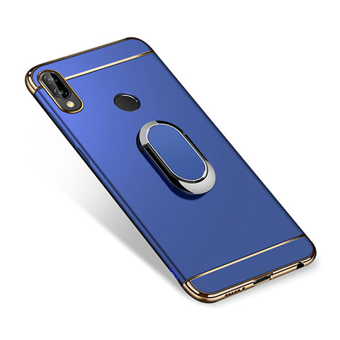 Funda Bumper Lujo Marco de Metal y Plastico Carcasa con Anillo de dedo Soporte A01 para Huawei Nova 3i Azul