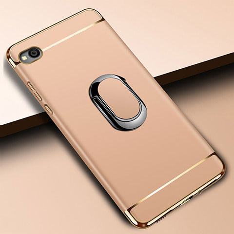 Funda Bumper Lujo Marco de Metal y Plastico Carcasa con Anillo de dedo Soporte A01 para Xiaomi Redmi Go Oro