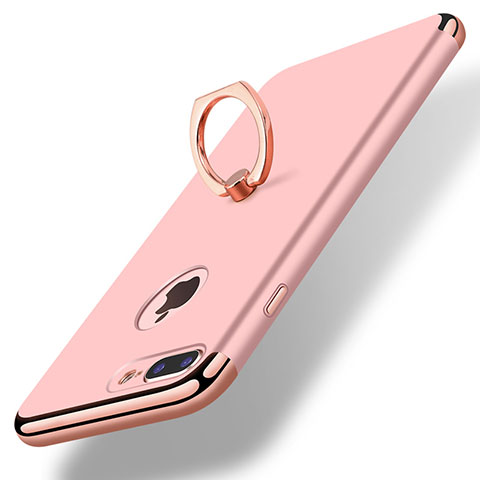 Funda Bumper Lujo Marco de Metal y Plastico Carcasa con Anillo de dedo Soporte A07 para Apple iPhone 8 Plus Oro Rosa